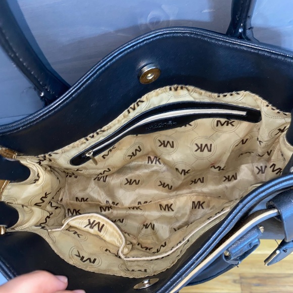 MK Boutique Gold and Black Satchel with Elegant Hardware - Picture 3 of 4